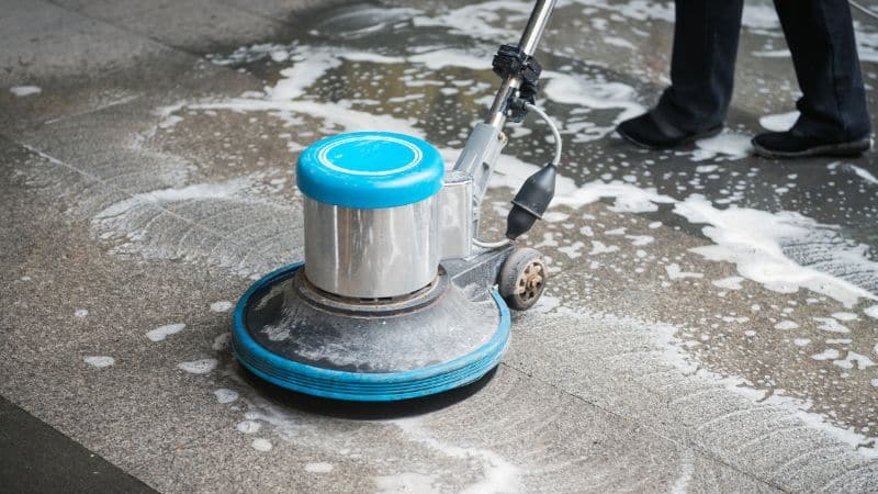 The Power Bite Kit Removes Soils From Industrial Flooring
